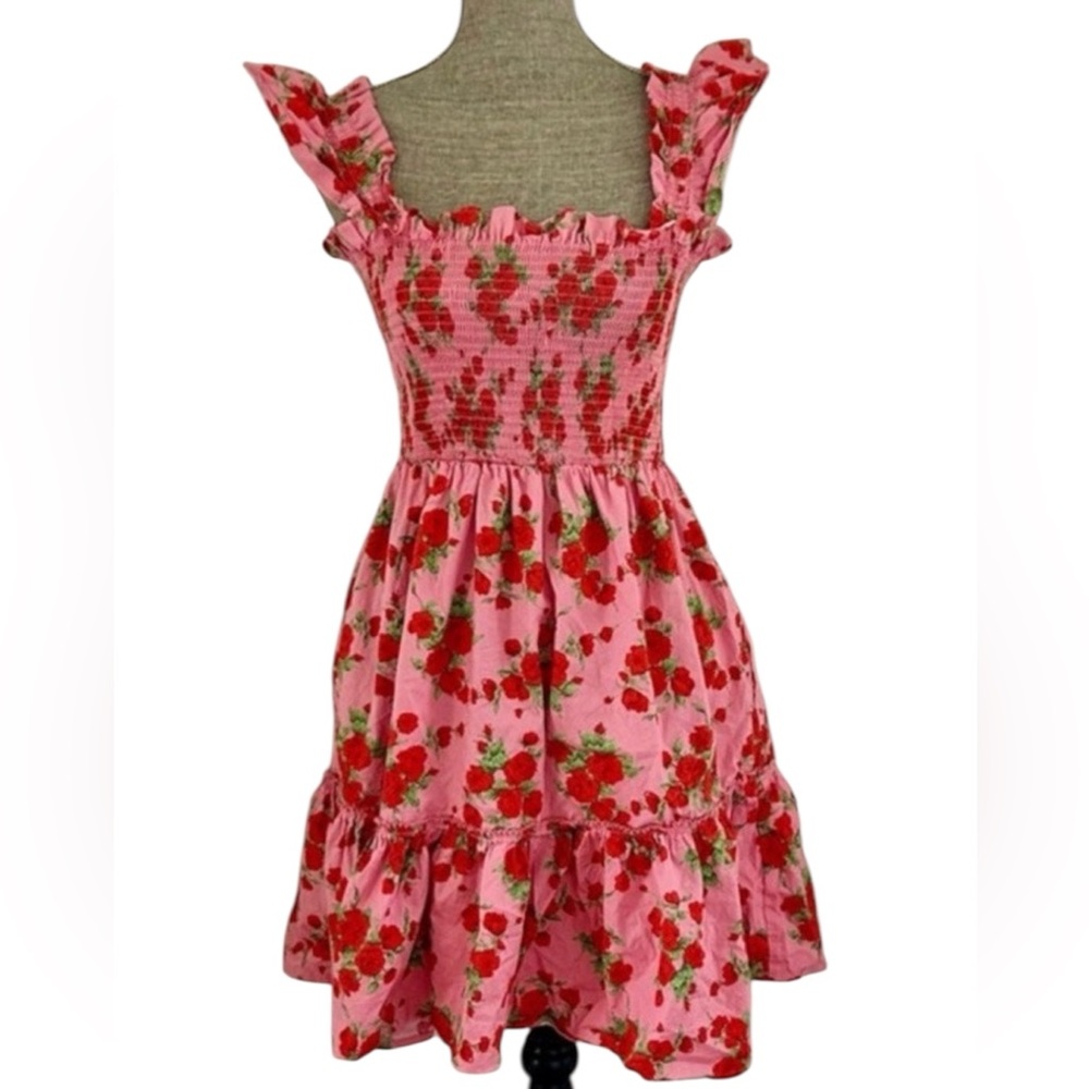 Code x Mode Smocked Rose Floral Dress in Pink